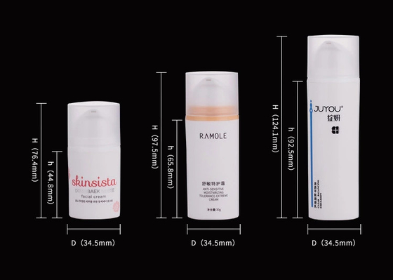 15ML 30ML 50ML PP/PCR 스크린 프린팅 및 균일 용량용 공기 없는 로션 펌프 병