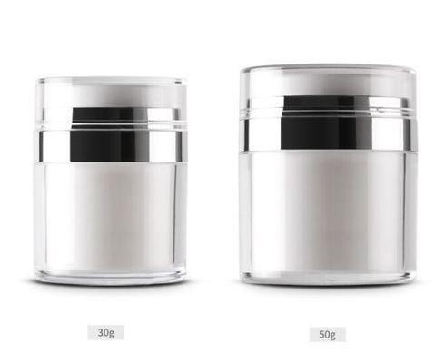 둥근 모양 공기 없는 항아리 아크릴 펌프 로션 병 피부 관리 용품 15g 30g 50g