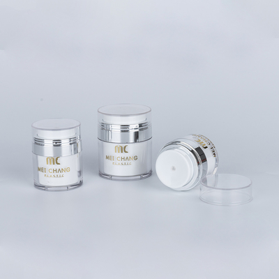 화장품 15ml 30ml 50ml 공기 없는 항아리 둥근 모양 플라스틱 포장 스크린 인쇄 카튼 상자 화장품 용기