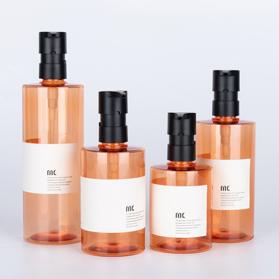 200ml 250ml 300ml 400ml 플라스틱 PET 병 샴푸 병 로션 펌프와 함께 둥근 병